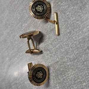 1960's U.S. Congress Gold and Black Cufflinks And Tie Pin